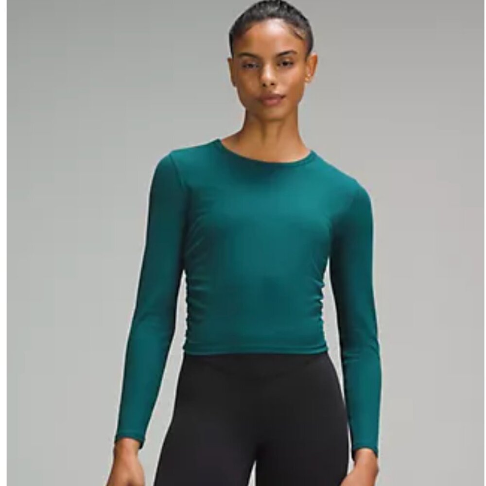 Lululemon All It Takes Ribbed Nulu Long-Sleeve Shirt Sz 8 Storm Teal